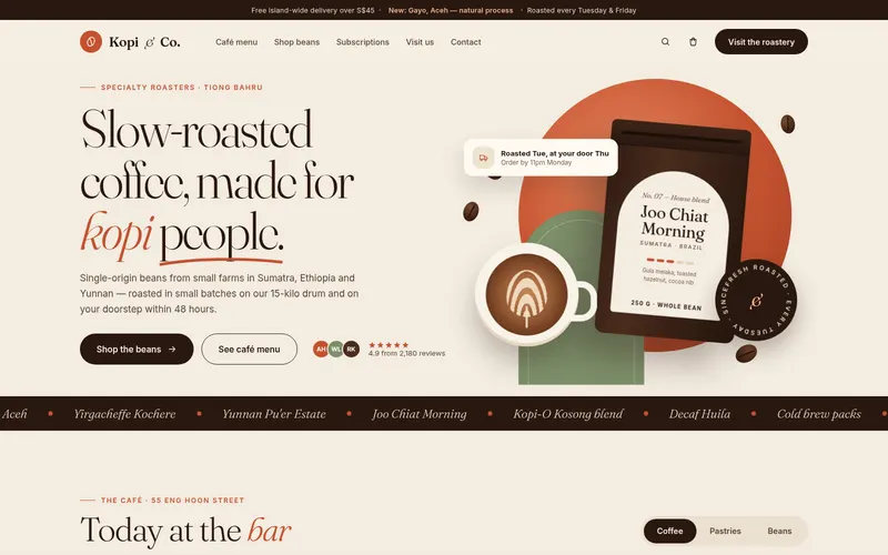 Kopi & Co. Roasters — café and online bean shop — screen 1