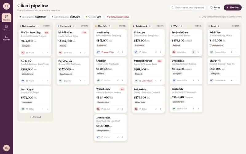 Client Pipeline CRM — screen 1