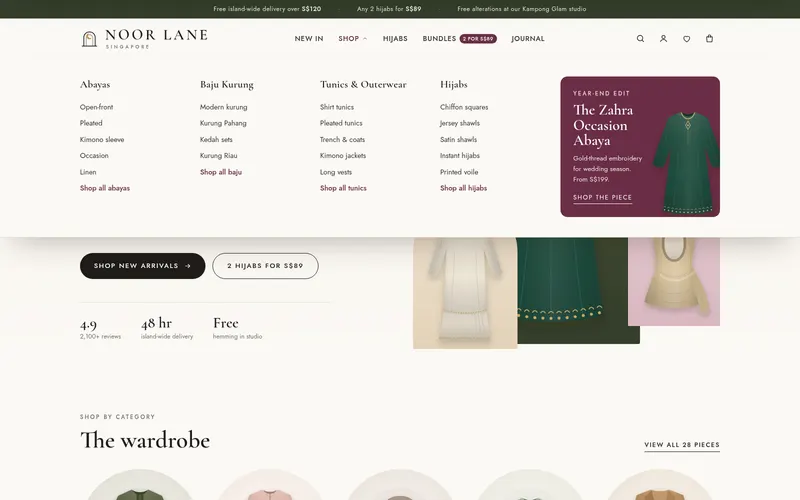 Modest-fashion online store — screen 1