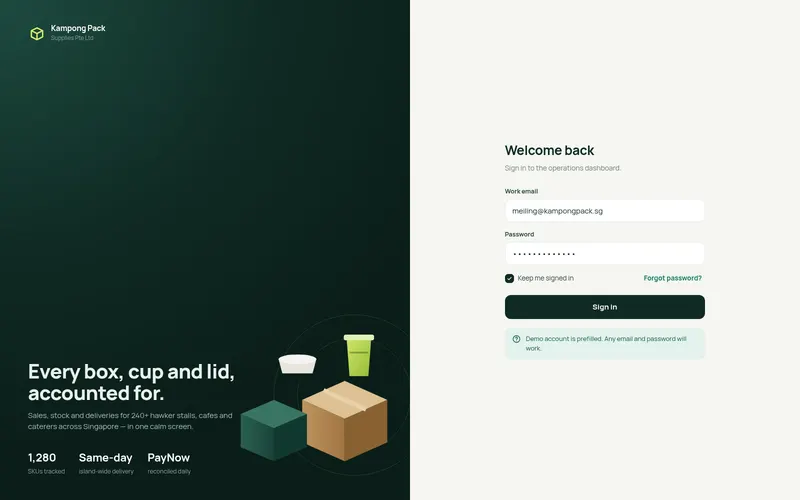 Sales & Stock Dashboard — screen 1