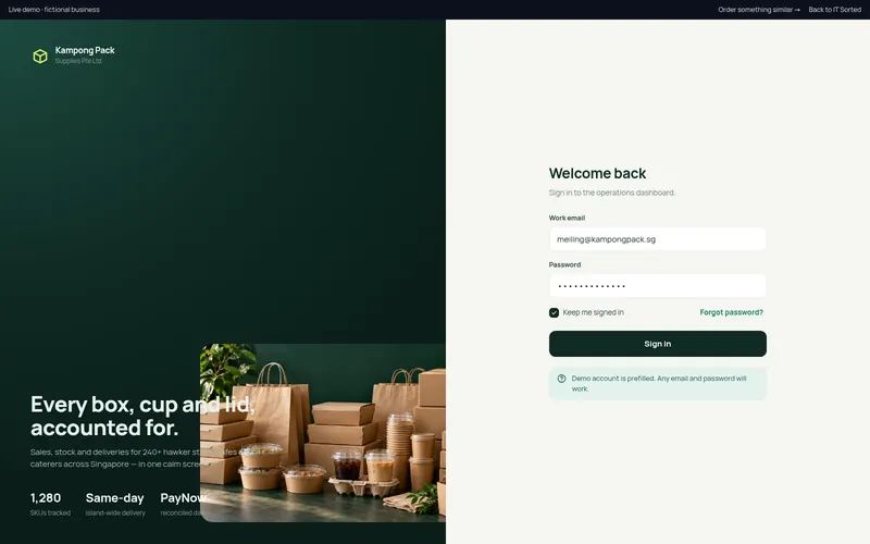 Sales & Stock Dashboard — screen 1
