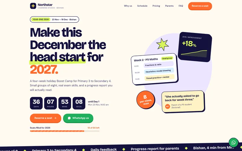 Northstar Learning Studio — holiday programme landing page — screen 1