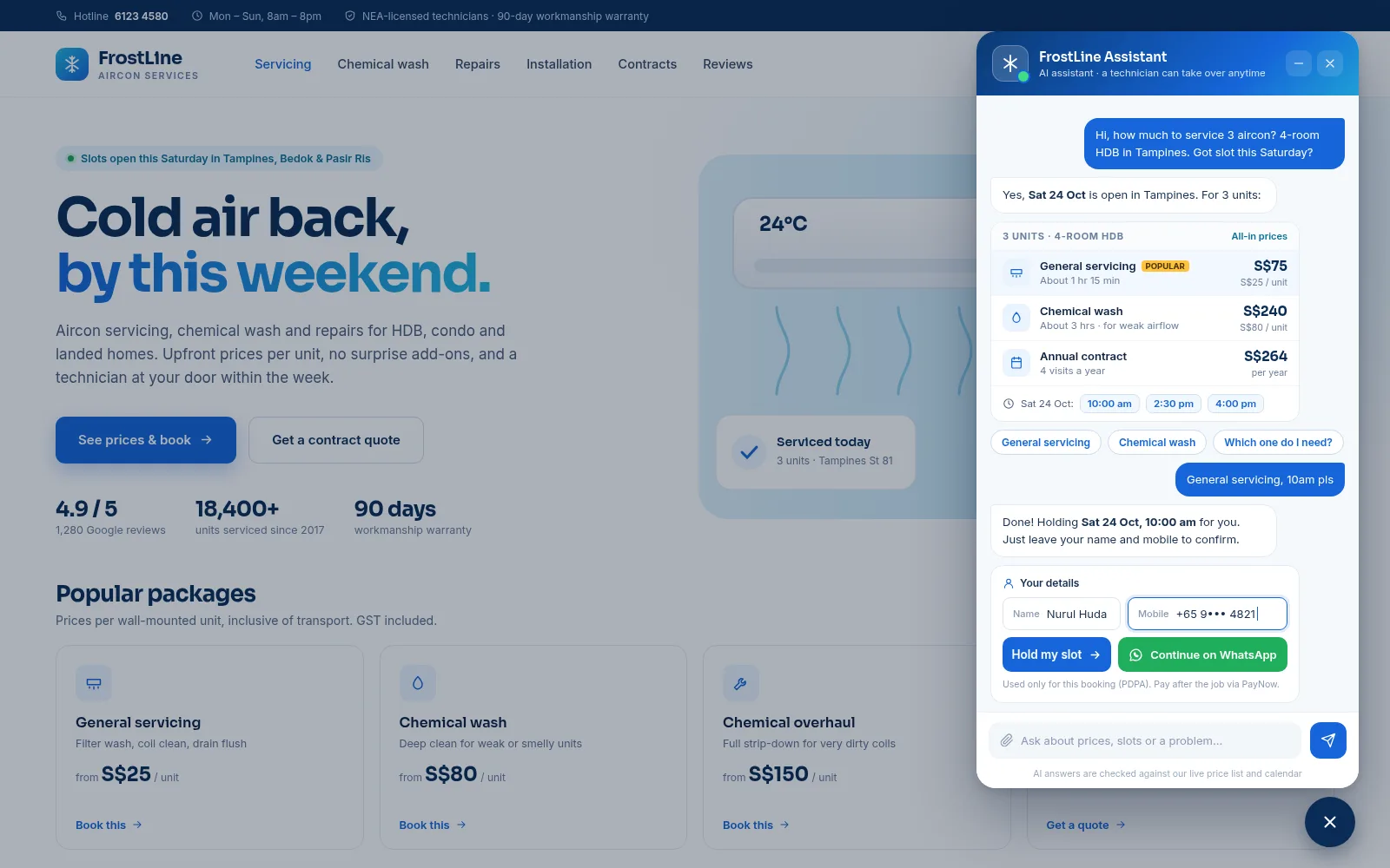 AI Website Assistant — example
