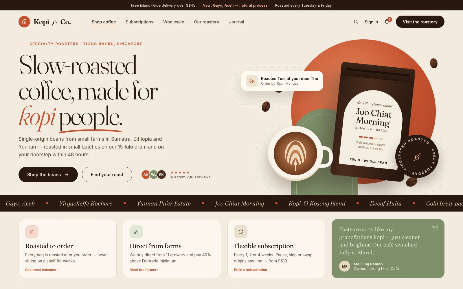 A website that sells, not just sits there — Café & roastery · Website