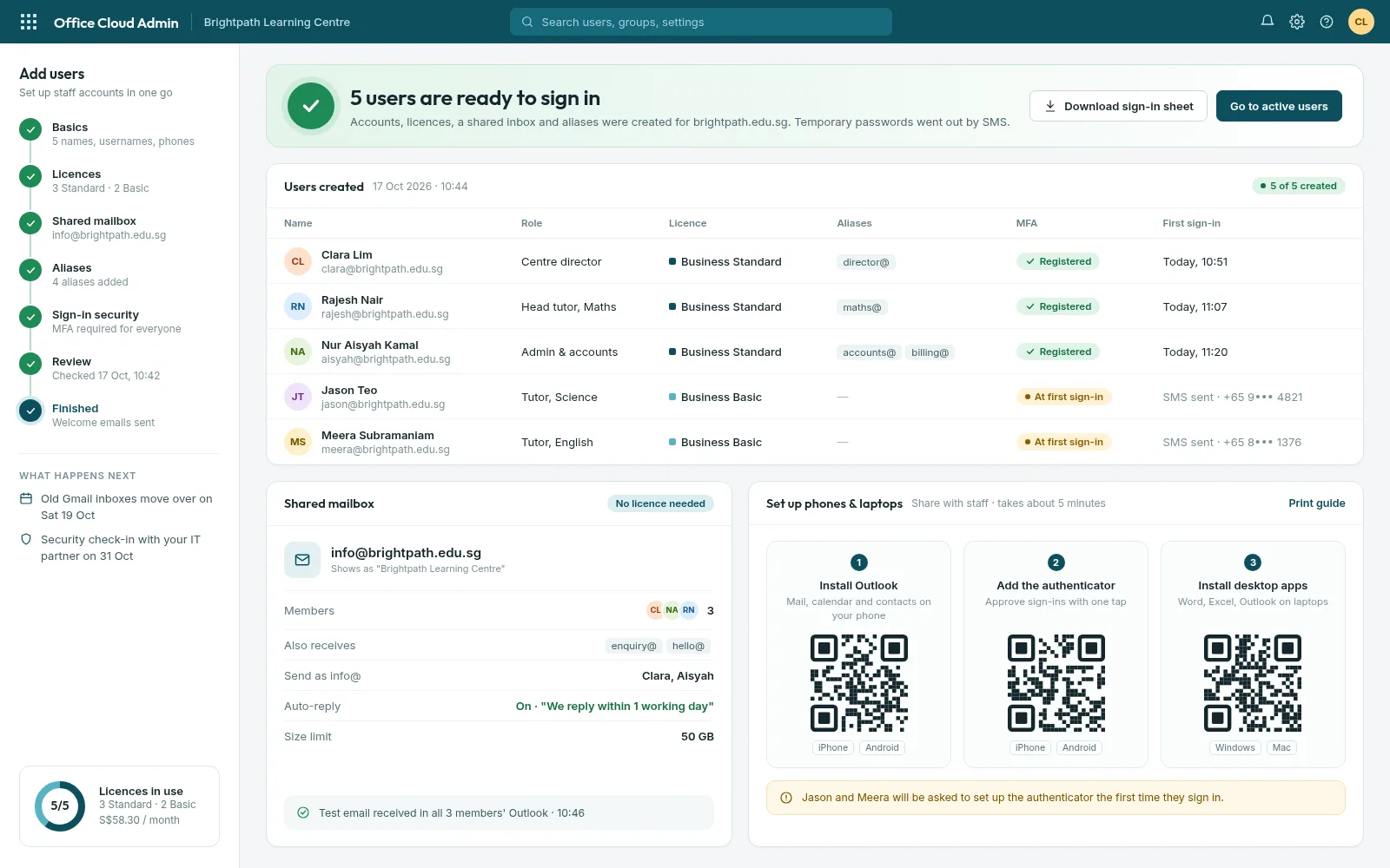 Business Email Setup — example