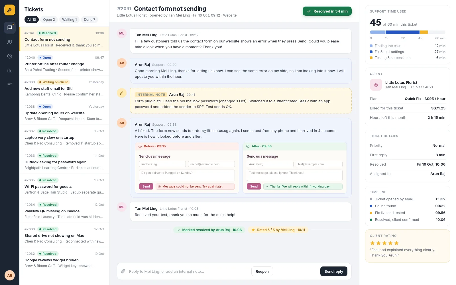 Quick Fix (1 hour) — example